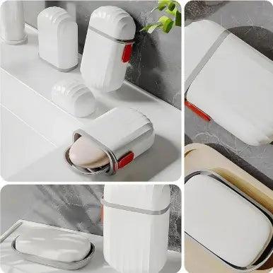 Hygienic soap container for backpacks and toiletry kits