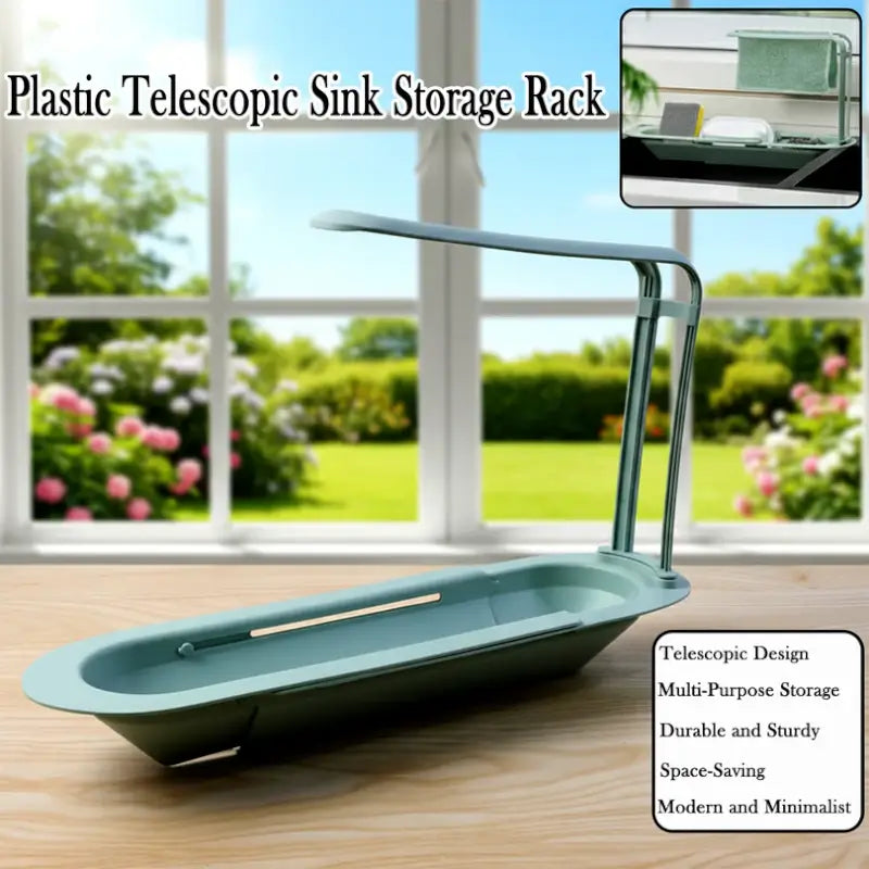 Modern kitchen sink organizer with adjustable holder cozyecom