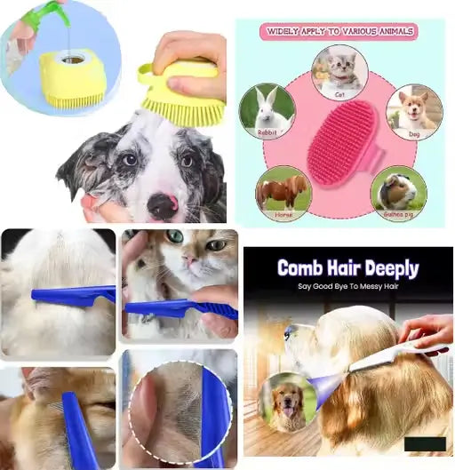 Pet flea comb and grooming tools combo set