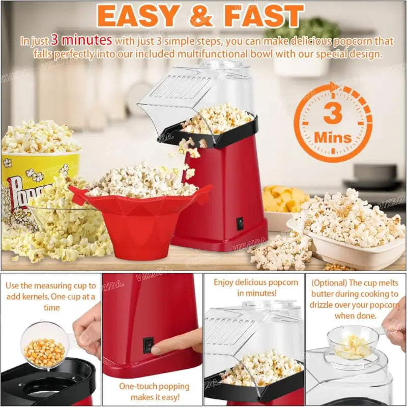 Portable popcorn machine for healthy homemade popcorn