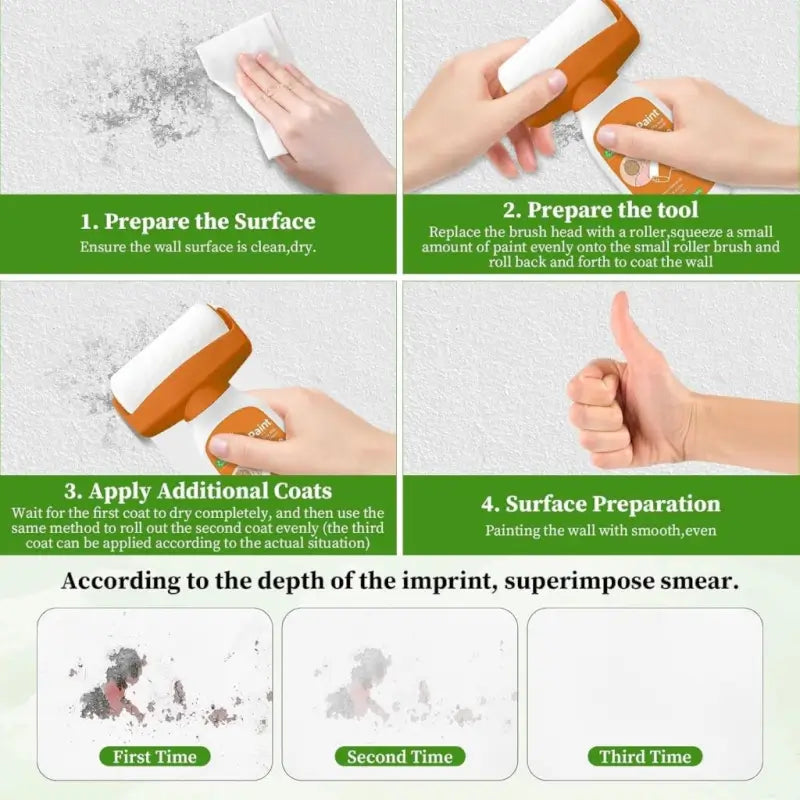 Quick drying wall touch up latex paint roller