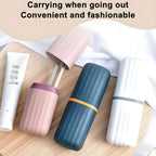 Set of travel-sized toothbrush and toothpaste containers at cozyecom